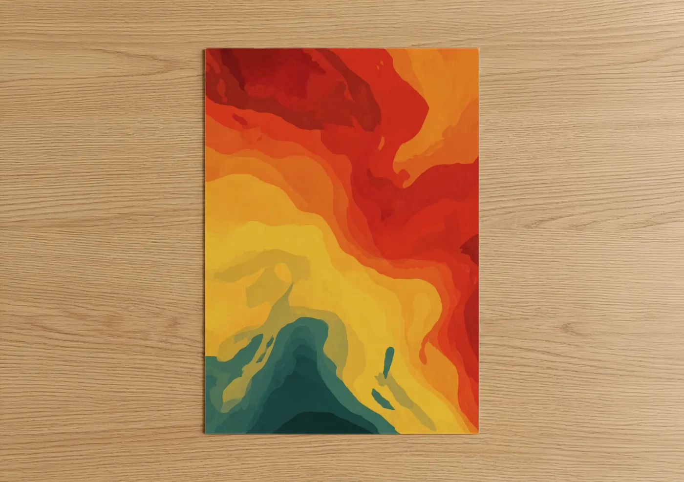 Crimson Rainbow Layers Abstract Wall Art