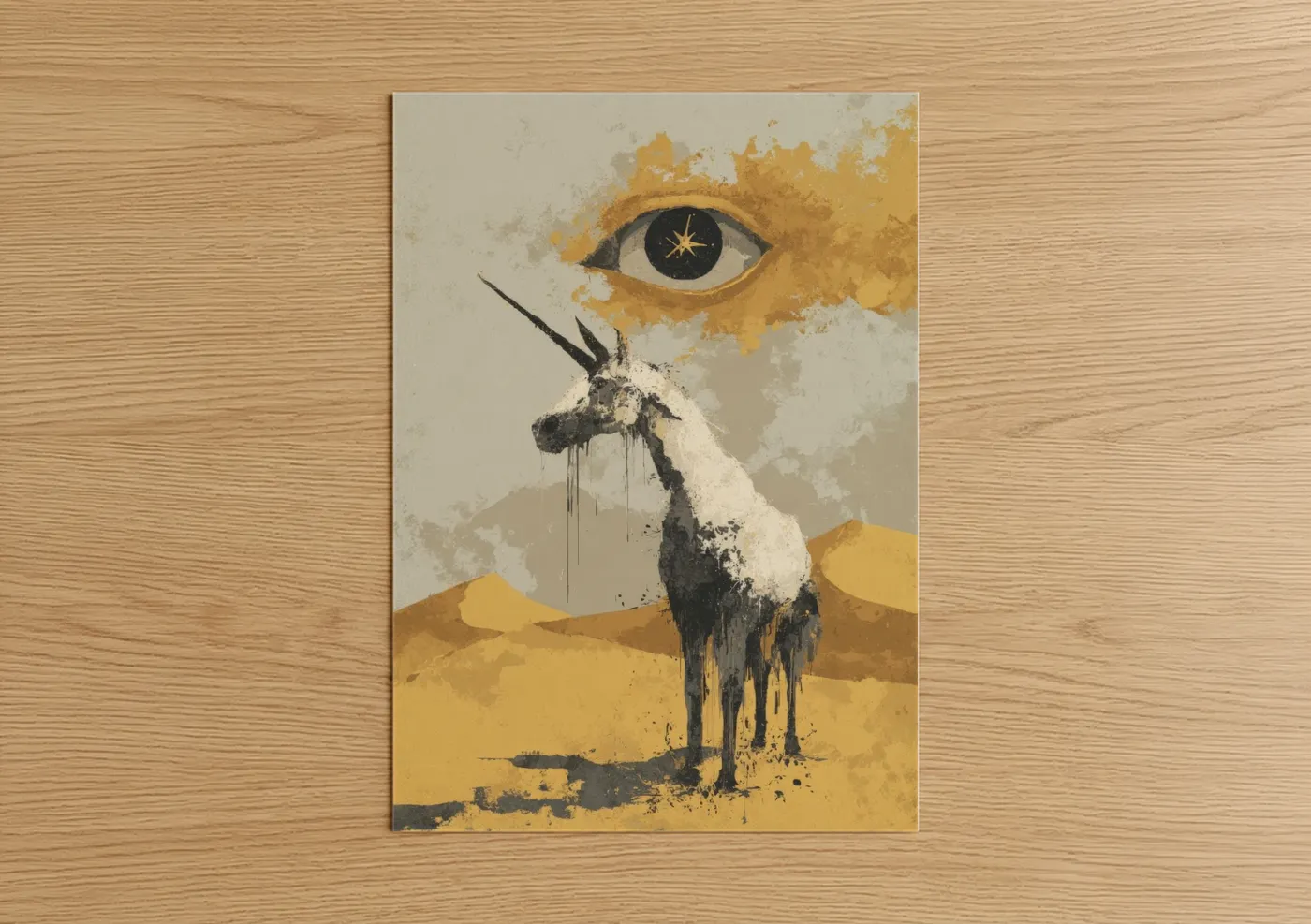 Desert Unicorn Watercolor Art Print Wall Art