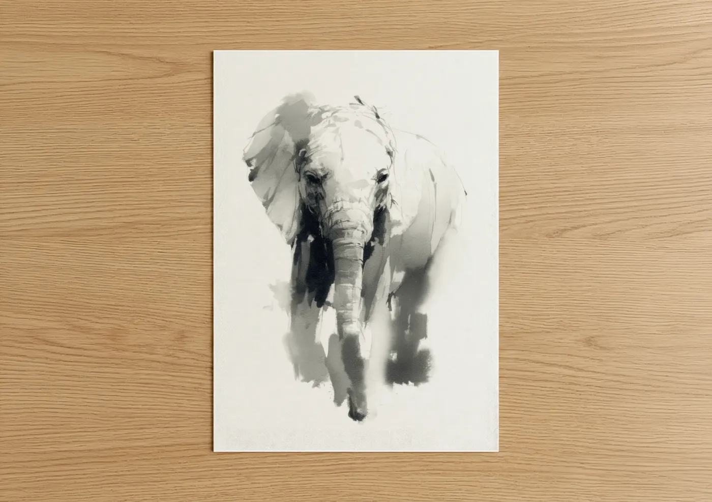 Savanna Elephant Watercolor Portrait Wall Art
