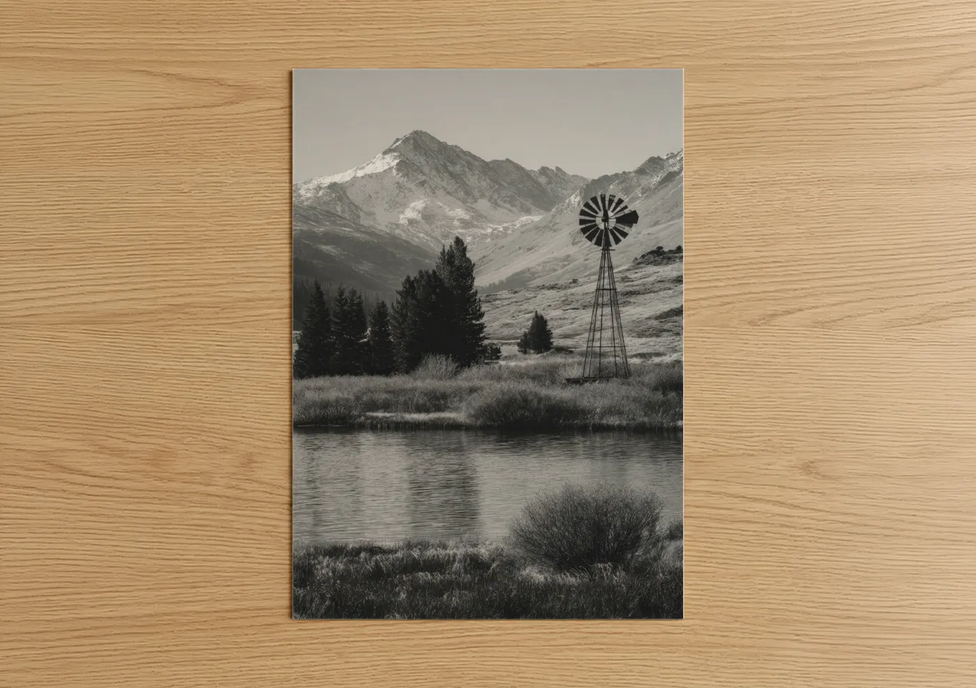 Mountain Windmill Rural Landscape Photography Wall Art