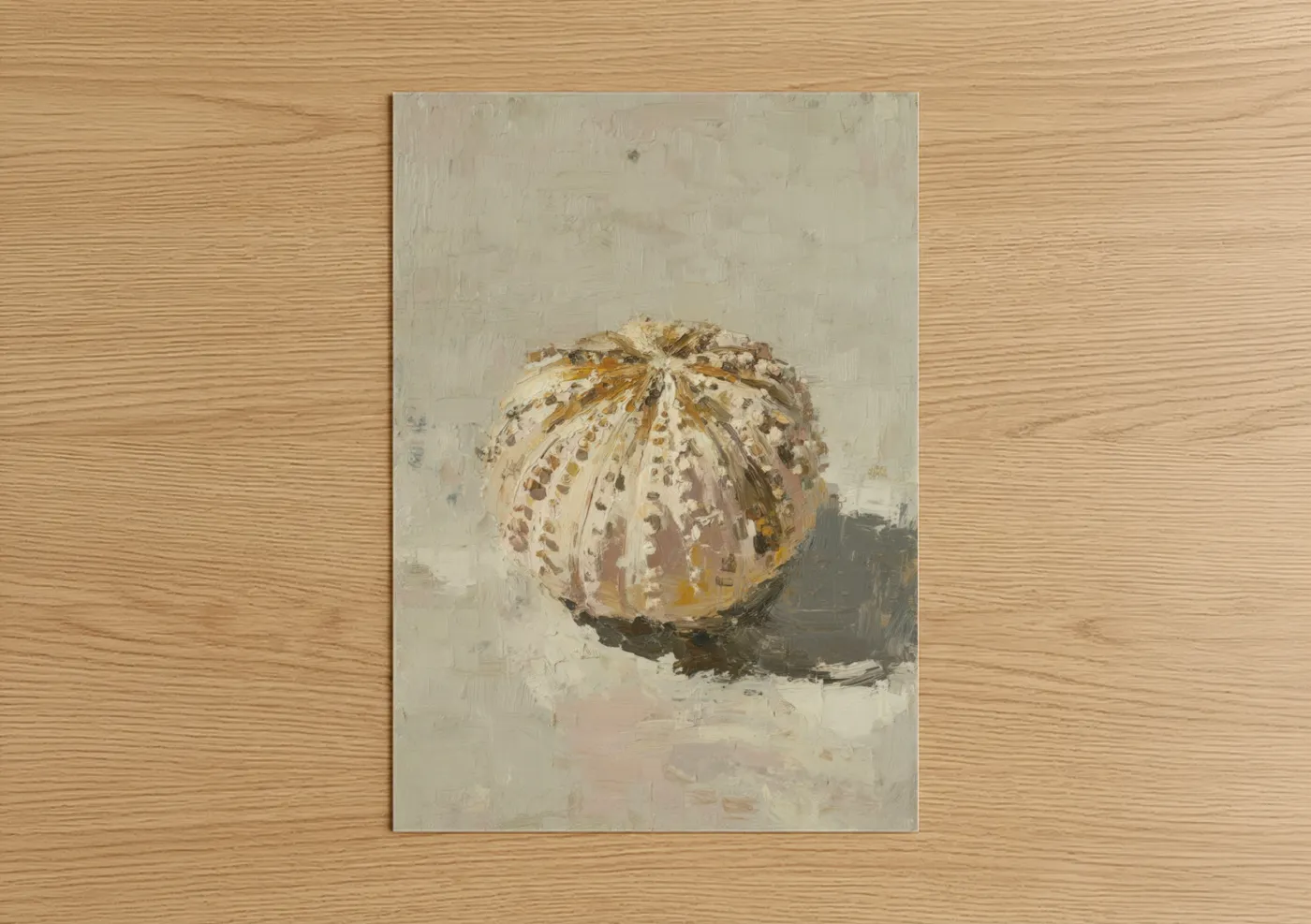 Golden Sea Urchin Oil Painting Wall Art
