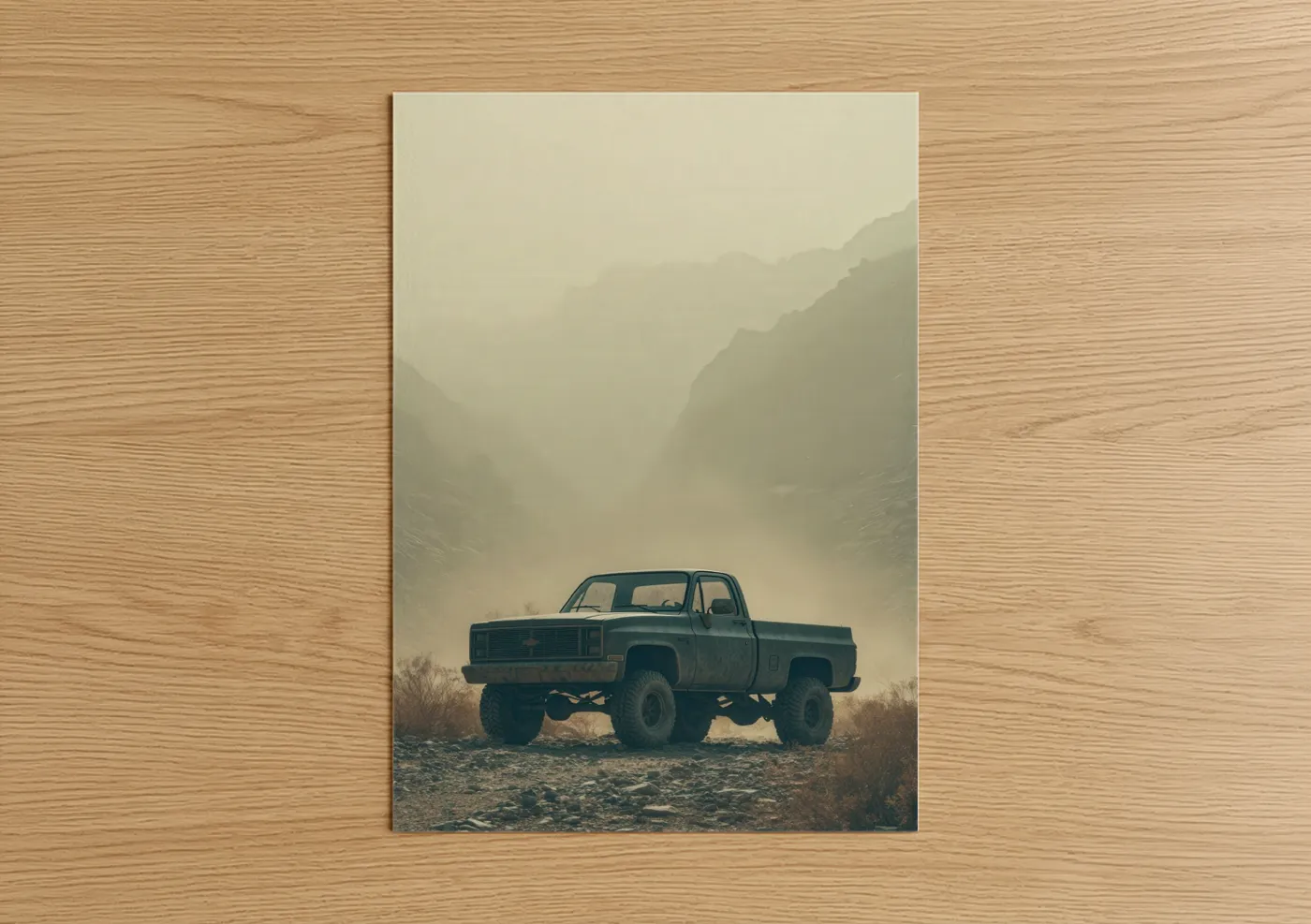 Vintage Truck Misty Mountain Canyon Wall Art