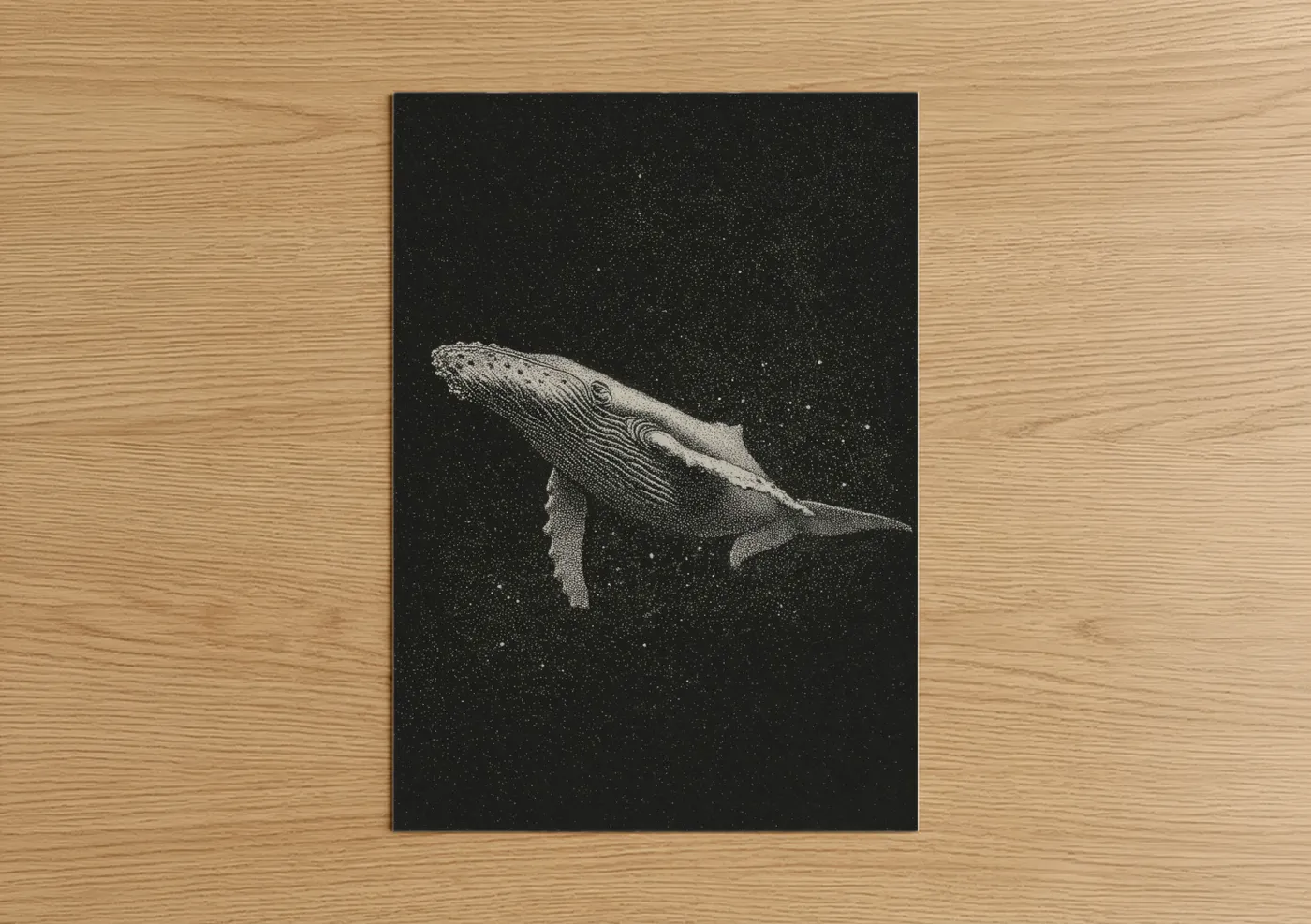 Starlit Humpback Whale Black White Wall Art