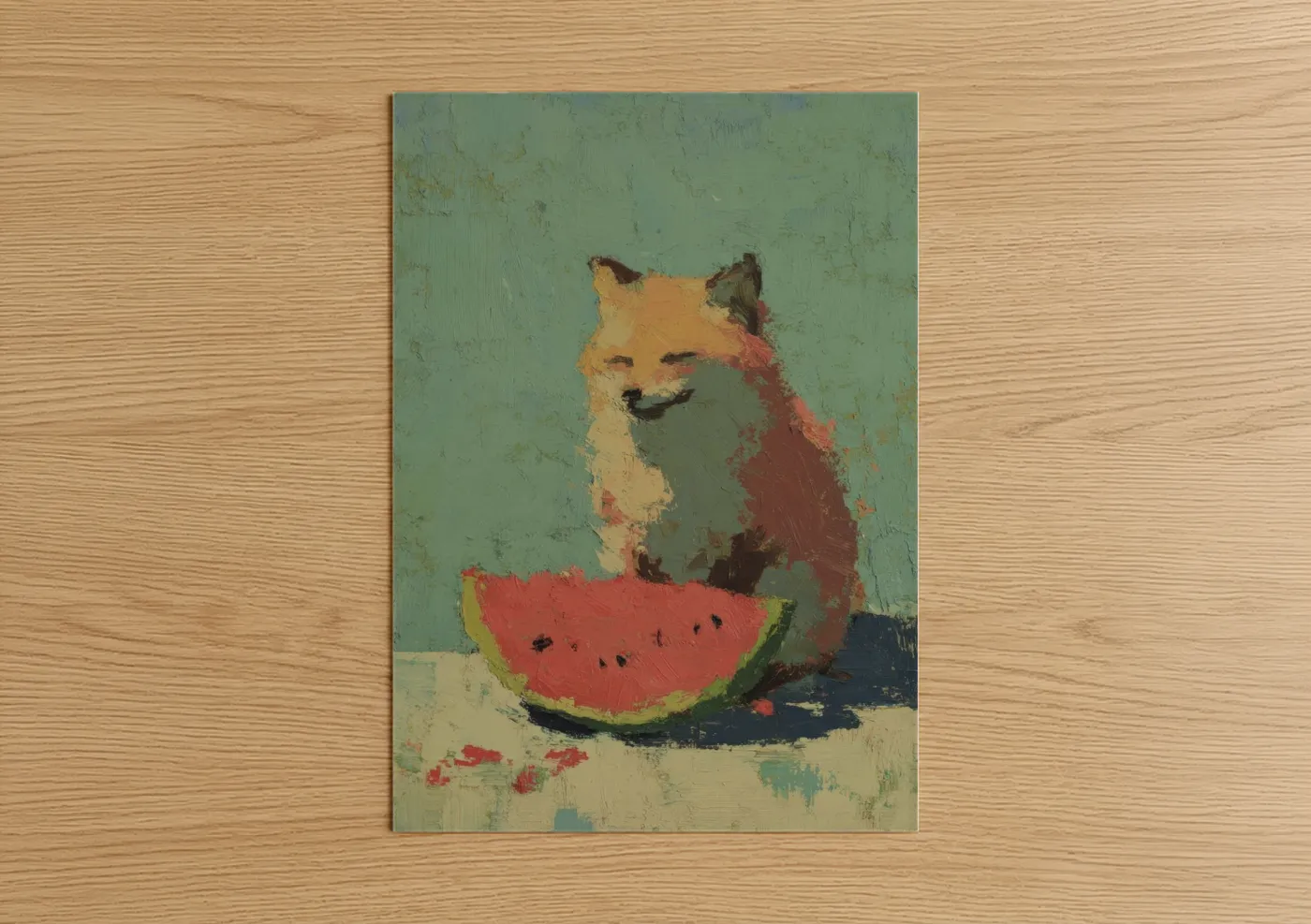 Watermelon Fox Contemporary Wall Art