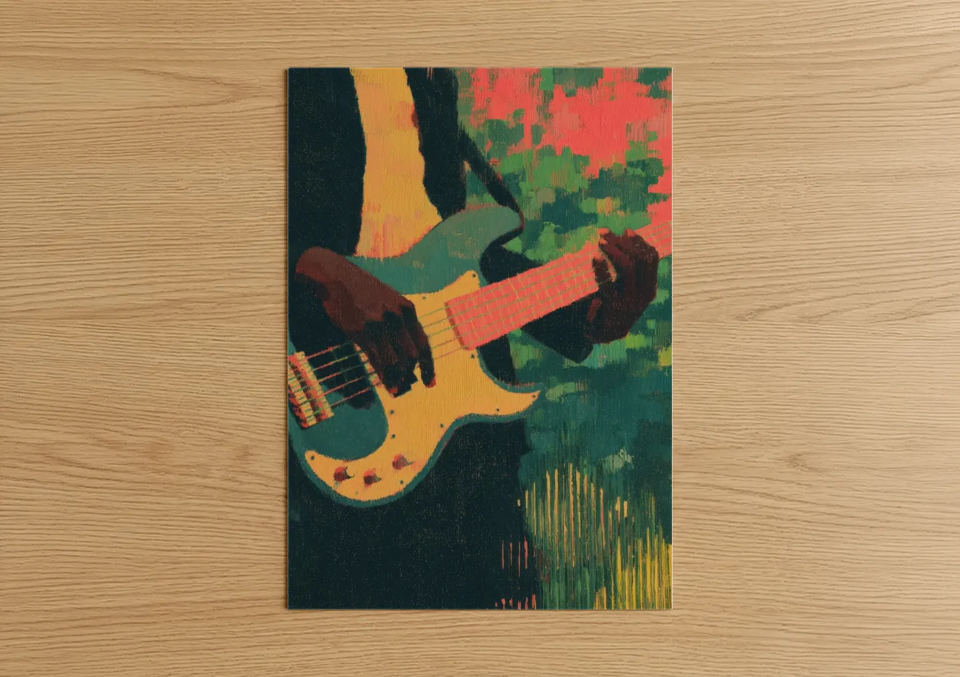 Reggae Guitar Player Colorful Music Wall Art