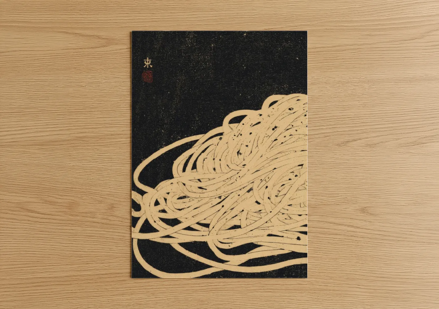 Noodle Flow Japanese Woodblock Wall Art