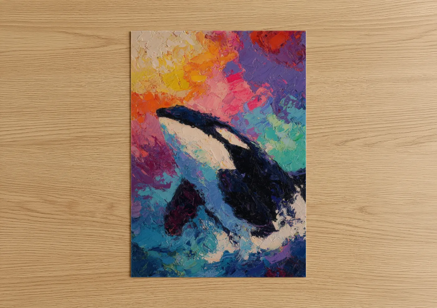 Colorful Orca Whale Abstract Wall Art