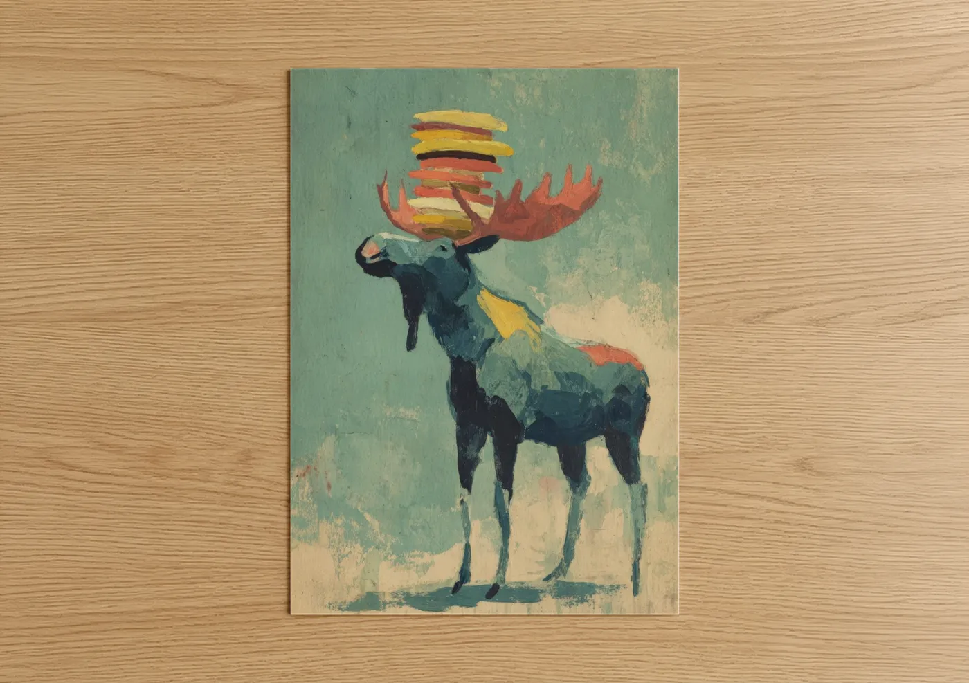 Colorful Moose Modern Art Print Wall Art