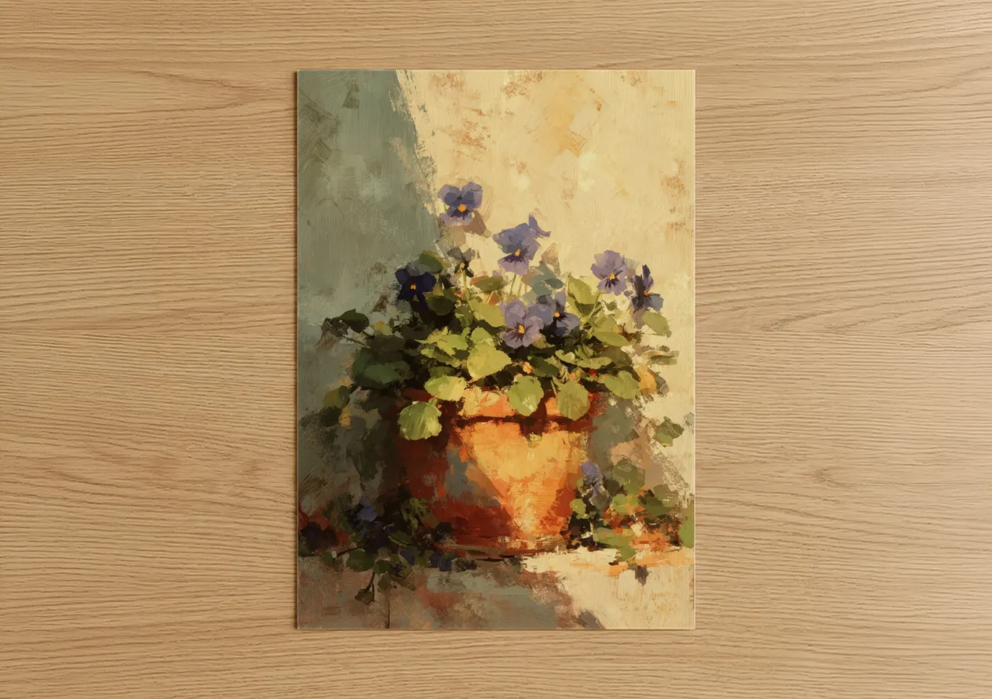 Purple Violets in Terracotta Pot Wall Art