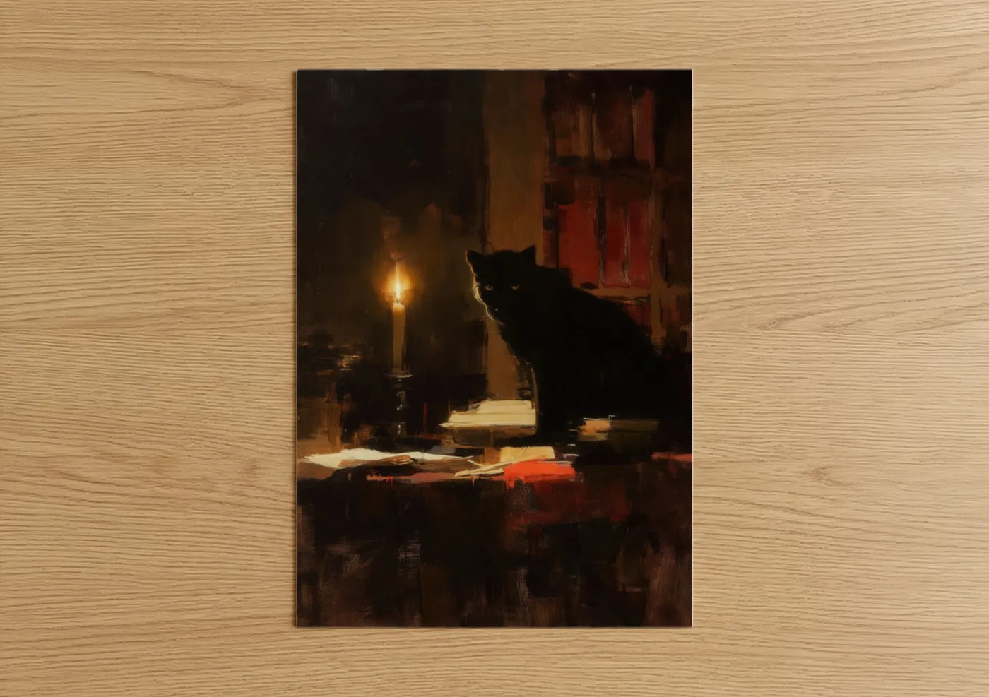 Black Panther Candlelit Night Oil Painting Wall Art