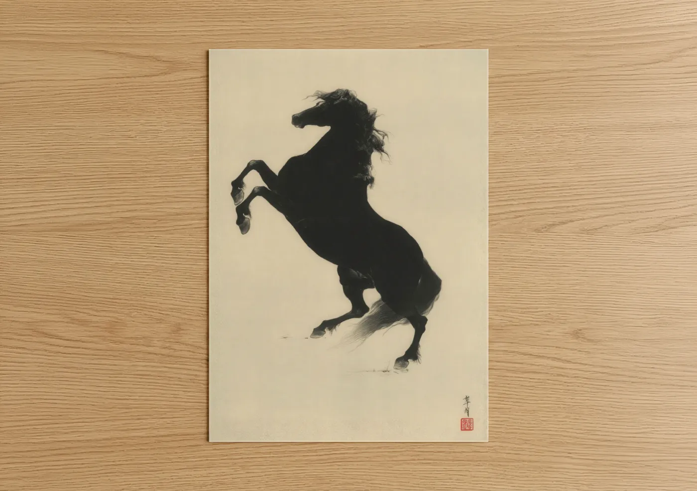 Quarter Horse Rearing Dynamic Silhouette Wall Art
