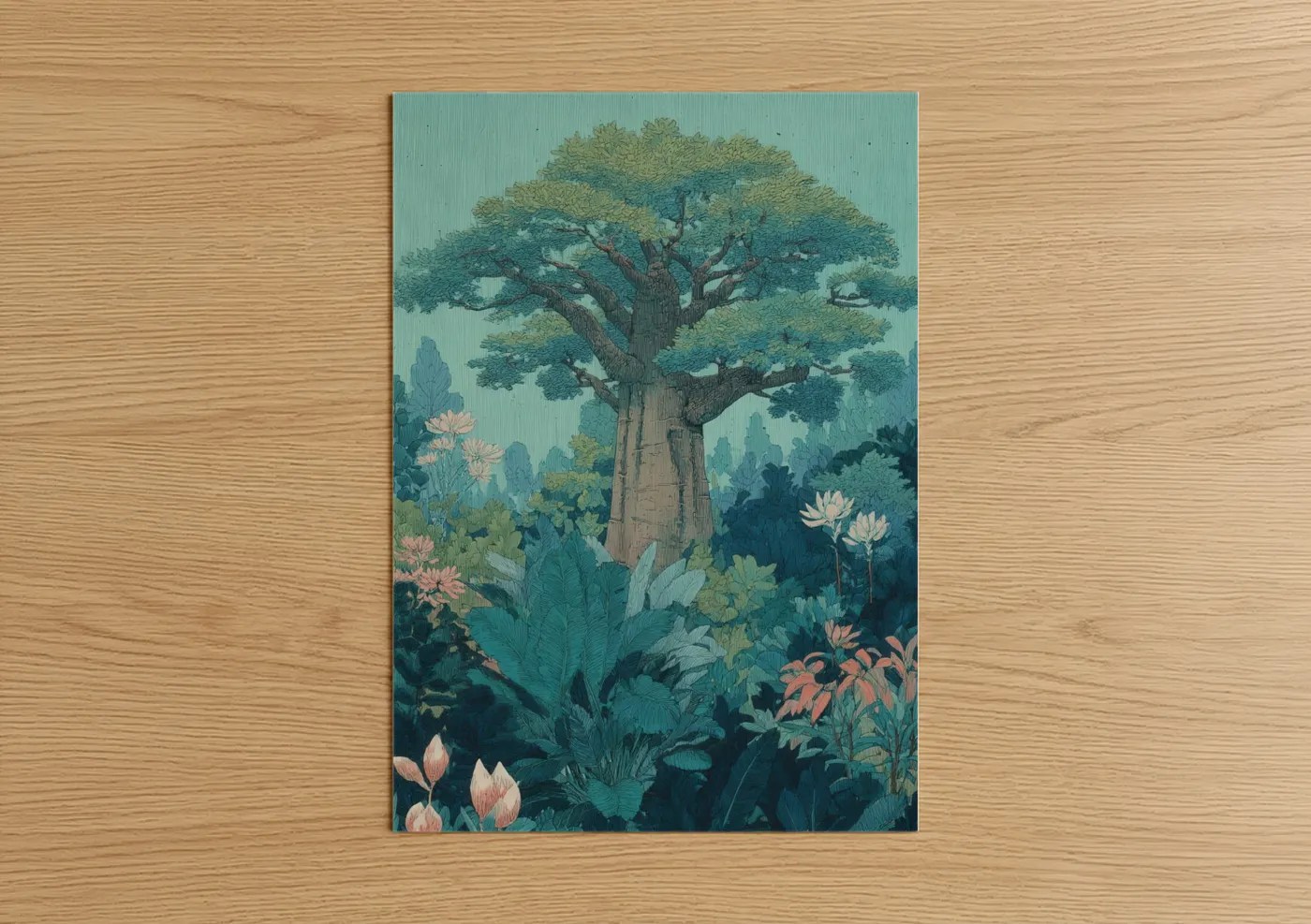 Baobab Tree Botanical Garden Illustration Wall Art