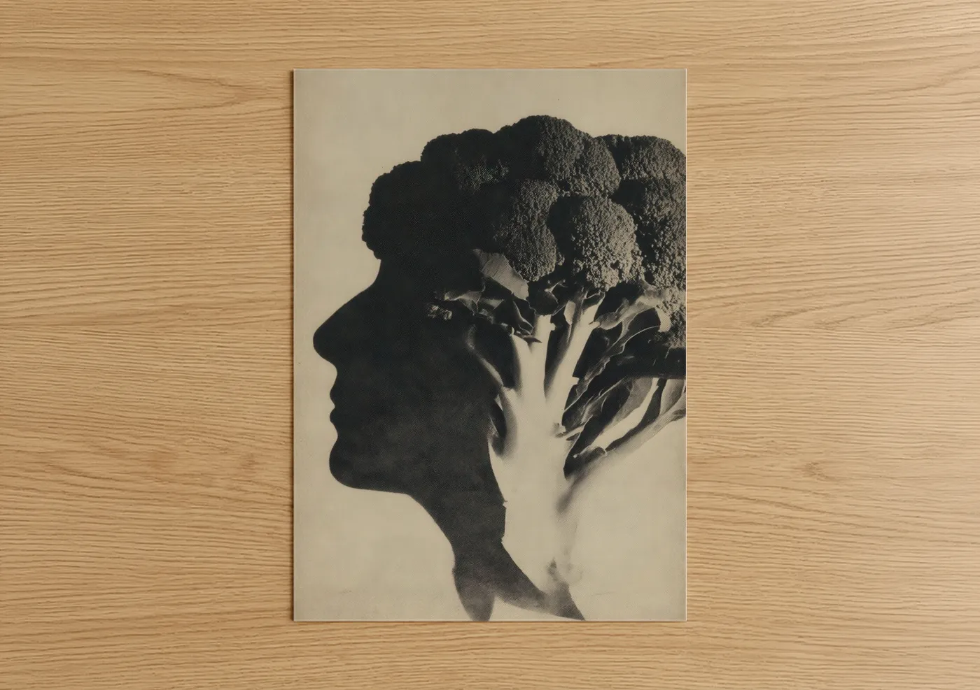 Broccoli Profile Double Exposure Wall Art
