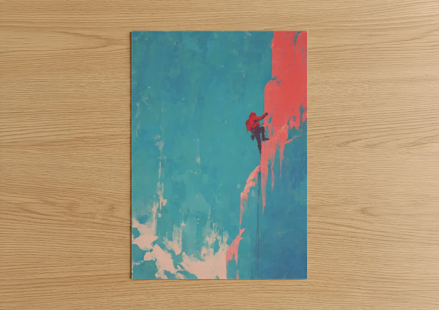 Red Ice Climber Abstract Sport Wall Art