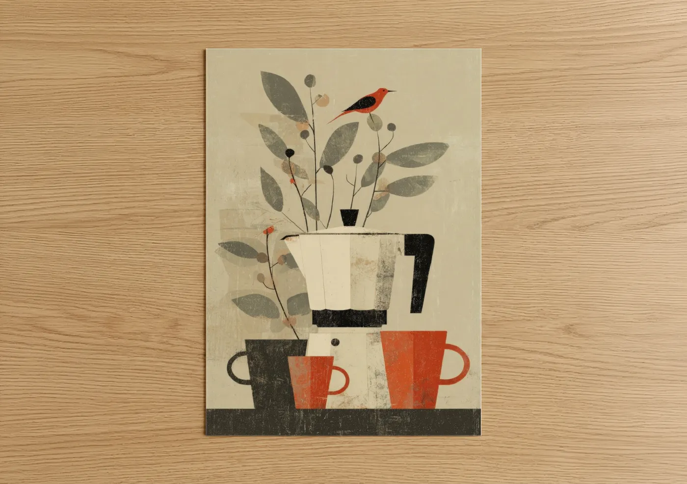 Botanical Coffee Art Minimalist Design Wall Art