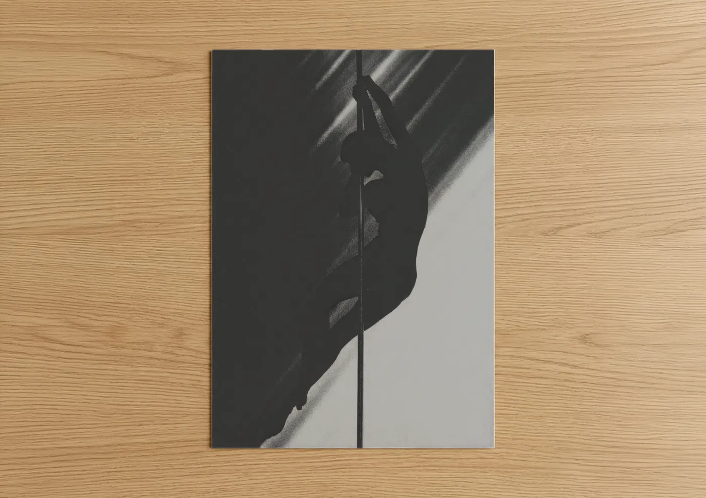 Silhouette Pole Dance Monochrome Wall Art