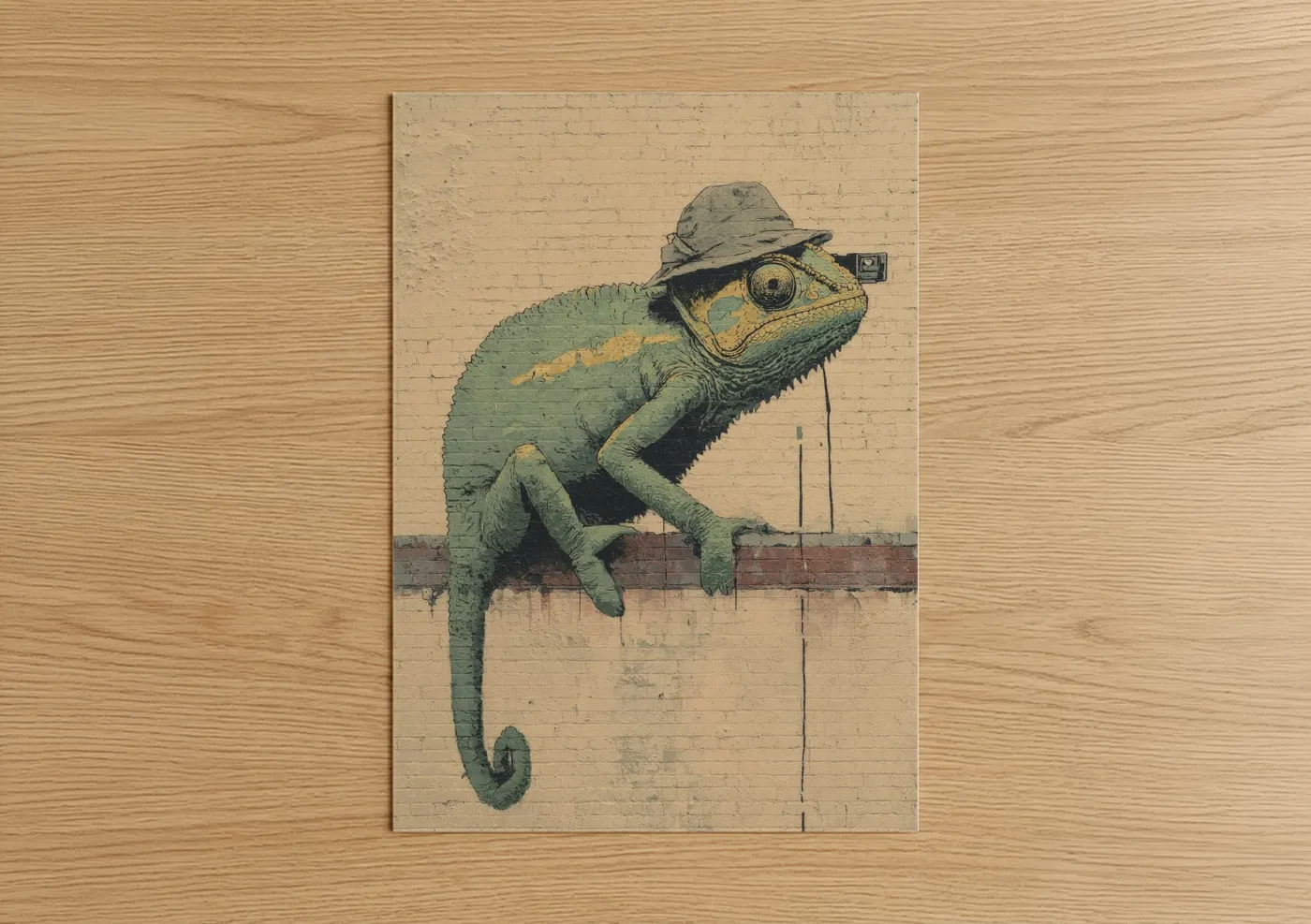 Detective Chameleon Street Art Illustration Wall Art