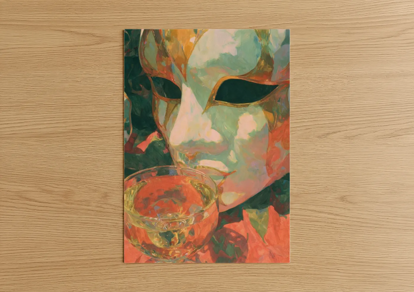 Venetian Mask Mardi Gras Party Cocktail Wall Art