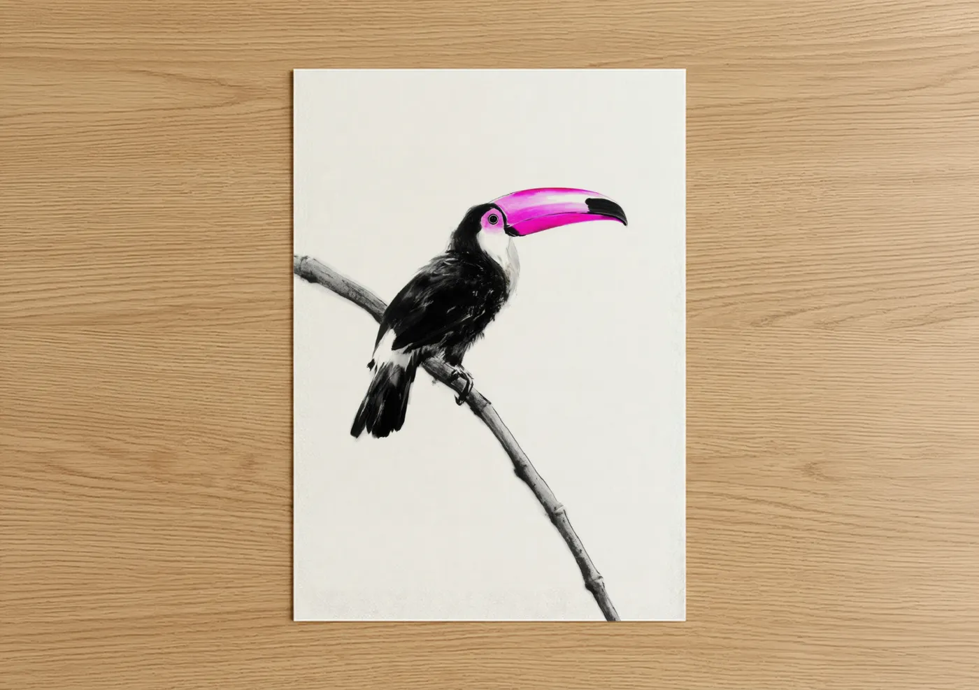Neon Toucan Bird Tropical Minimalist Wall Art