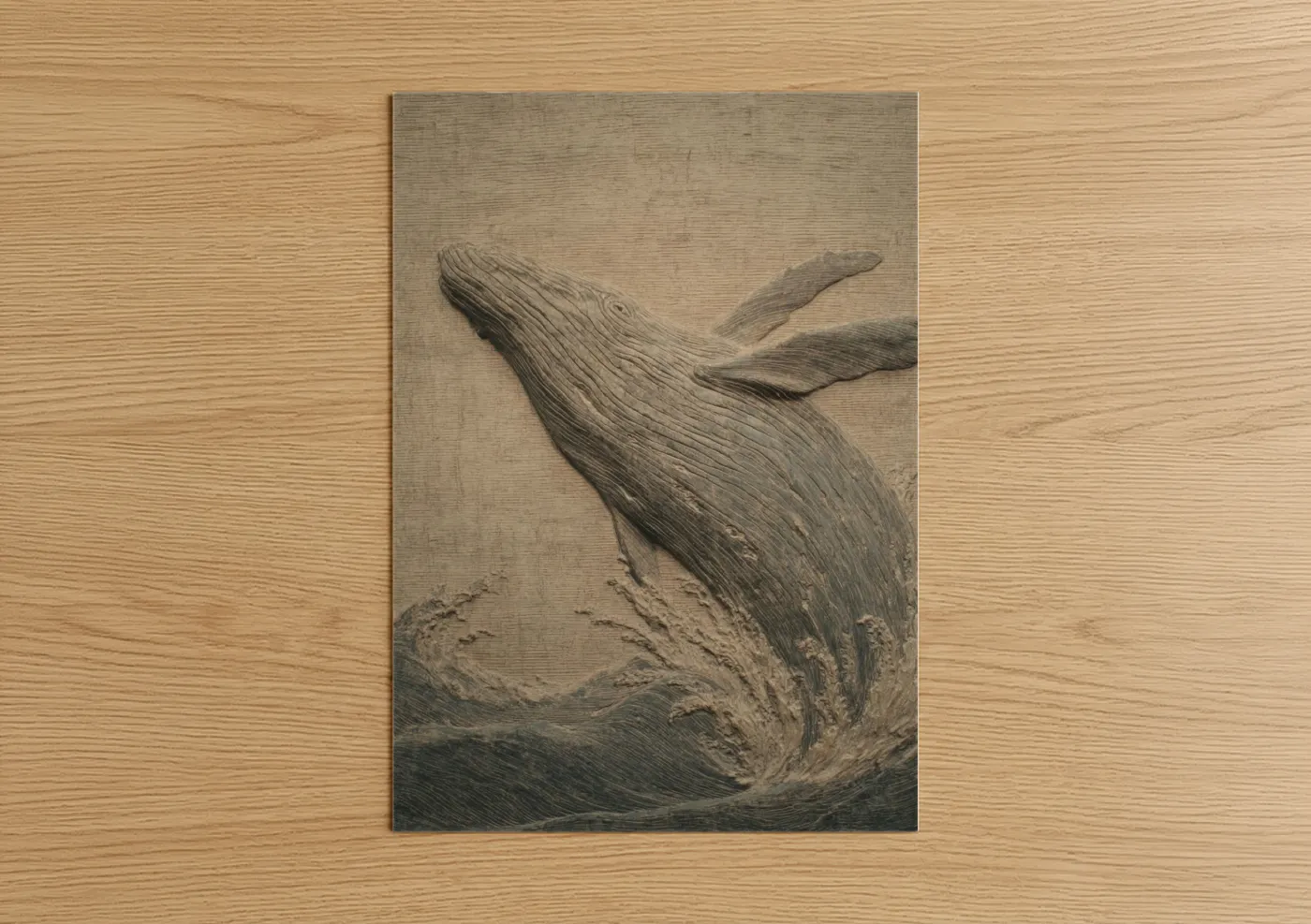 Whale Woodcarving Relief Wall Art