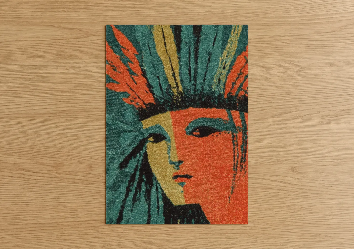 Art print on warm oak wood — teal and orange palette — Ethereal Fairy poster