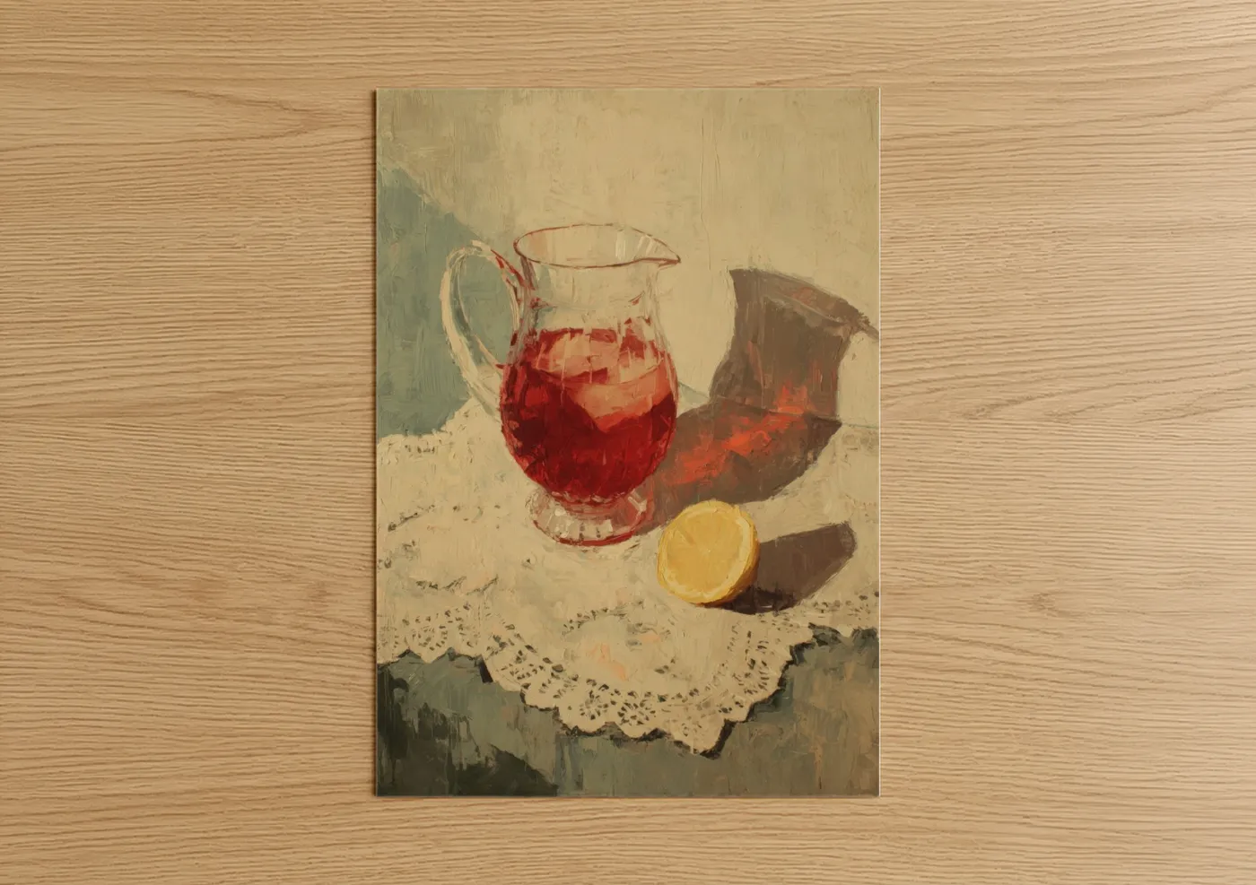 Crimson Iced Tea Still Life Painting Wall Art