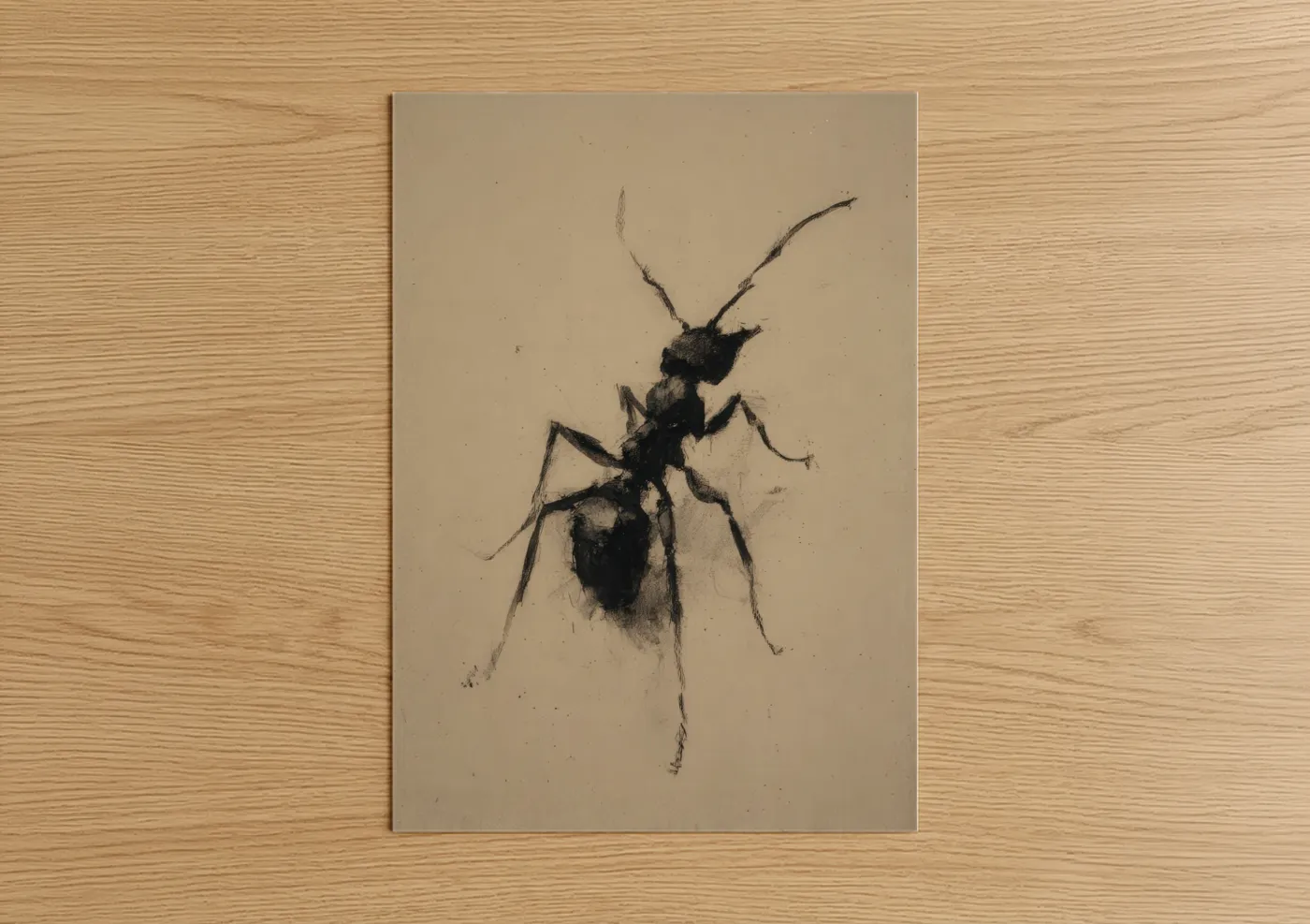Charcoal Ant Study Minimalist Insect Art Wall Art