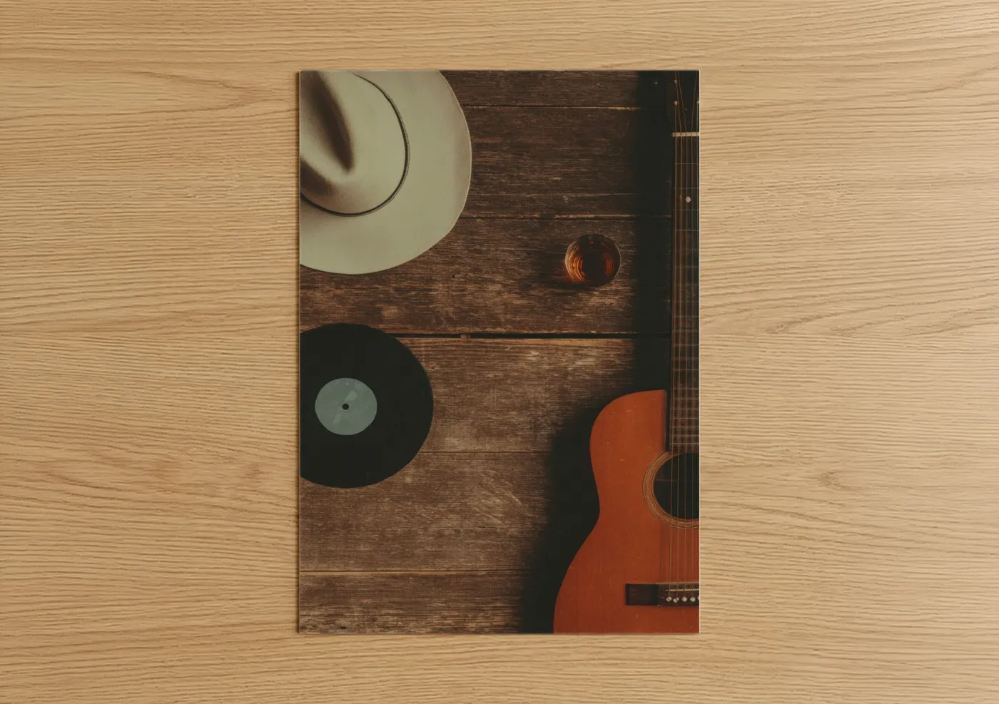 Country Music Vintage Guitar Vinyl Wall Art