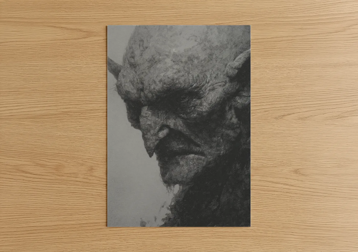 Weathered Orc Portrait Dark Fantasy Wall Art