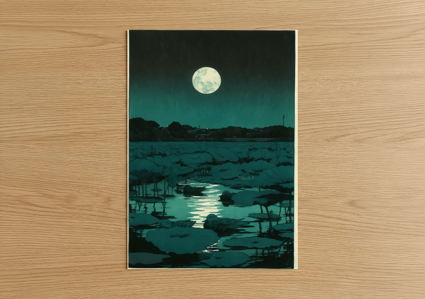 Moonlit Ducks Wetland Night Scene Wall Art
