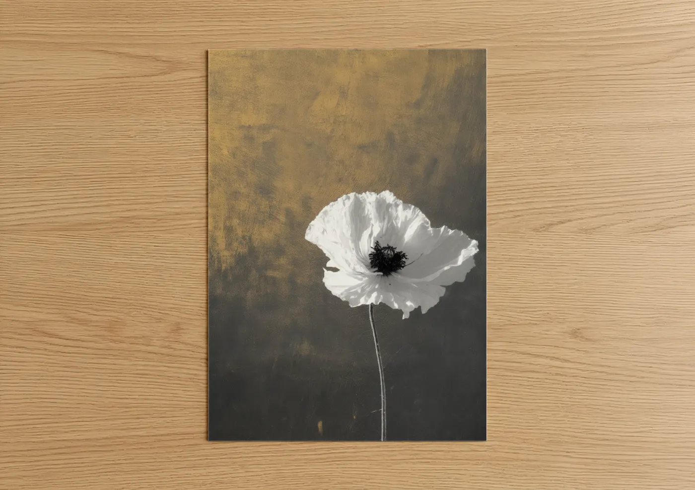 White Poppy Flower Minimalist Wall Art