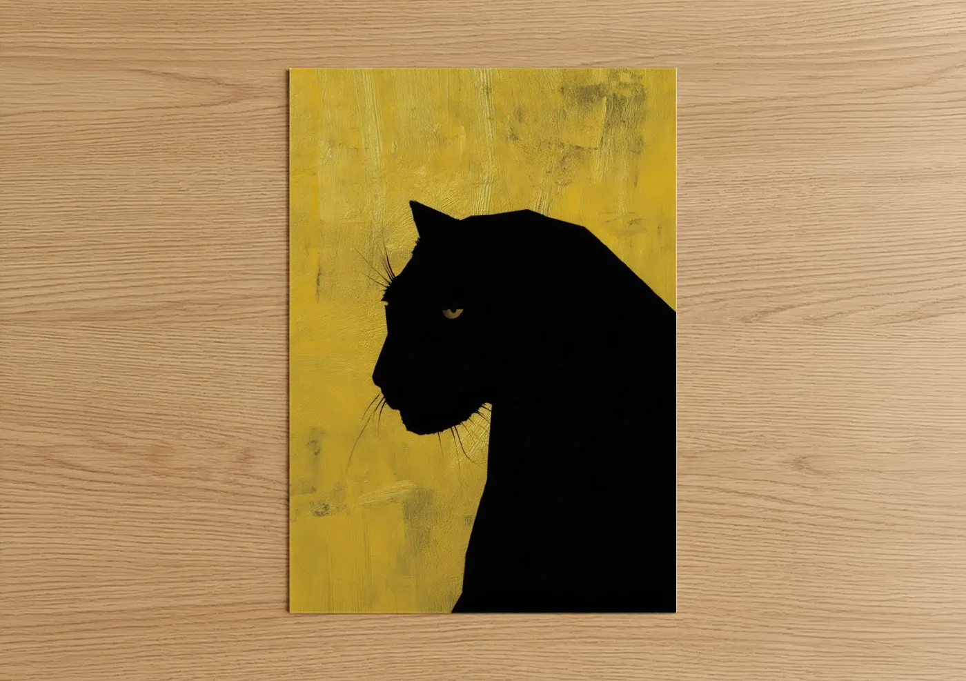 Golden Panther Silhouette Minimalist Wall Art