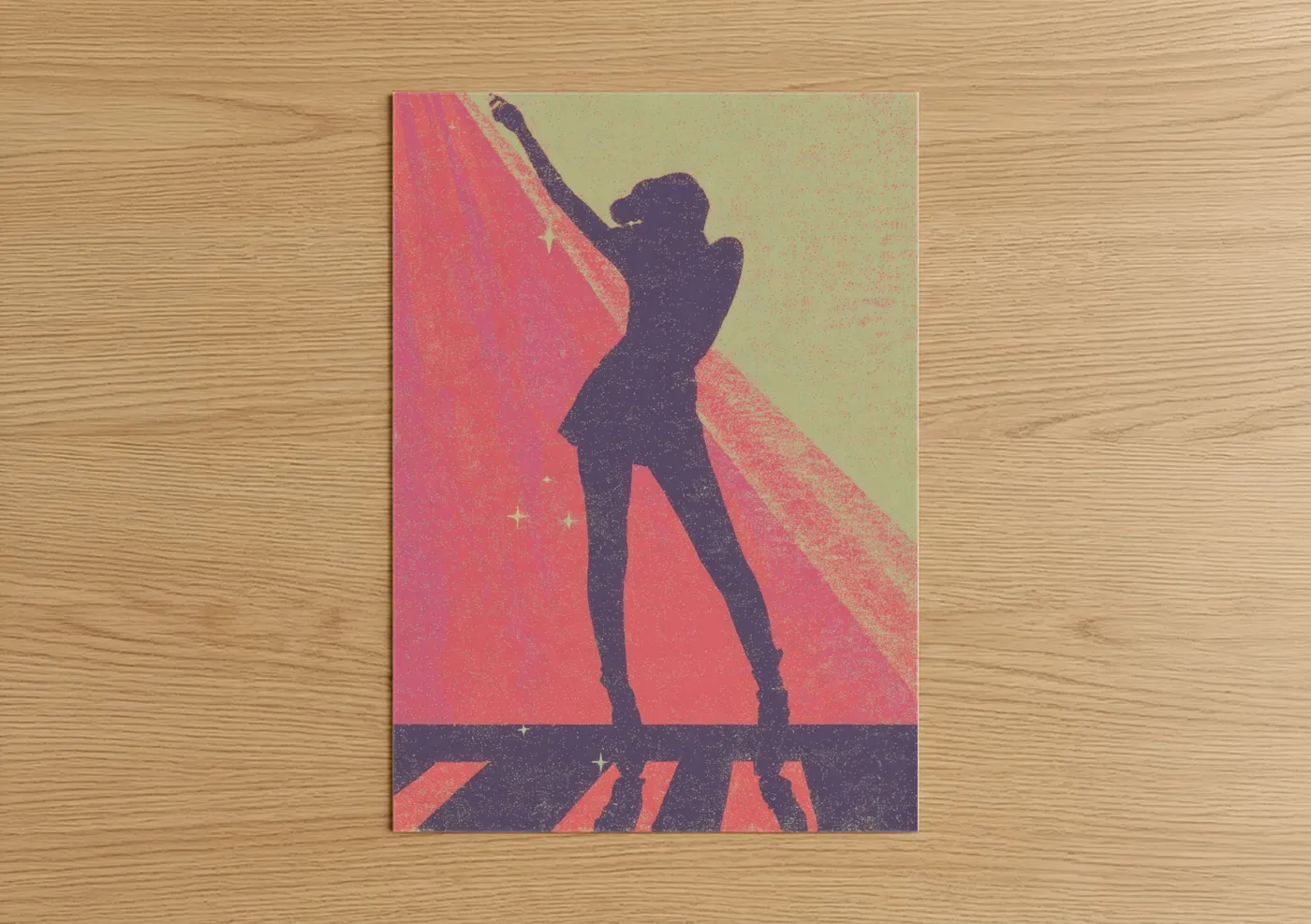 Retro Pop Star Silhouette Spotlight Wall Art