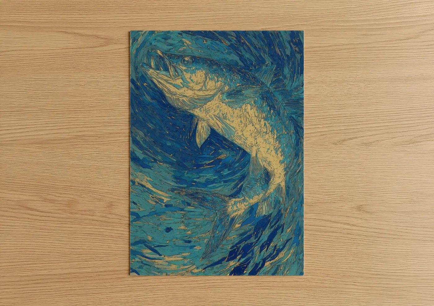 Golden Tarpon Swirling Water Wall Art