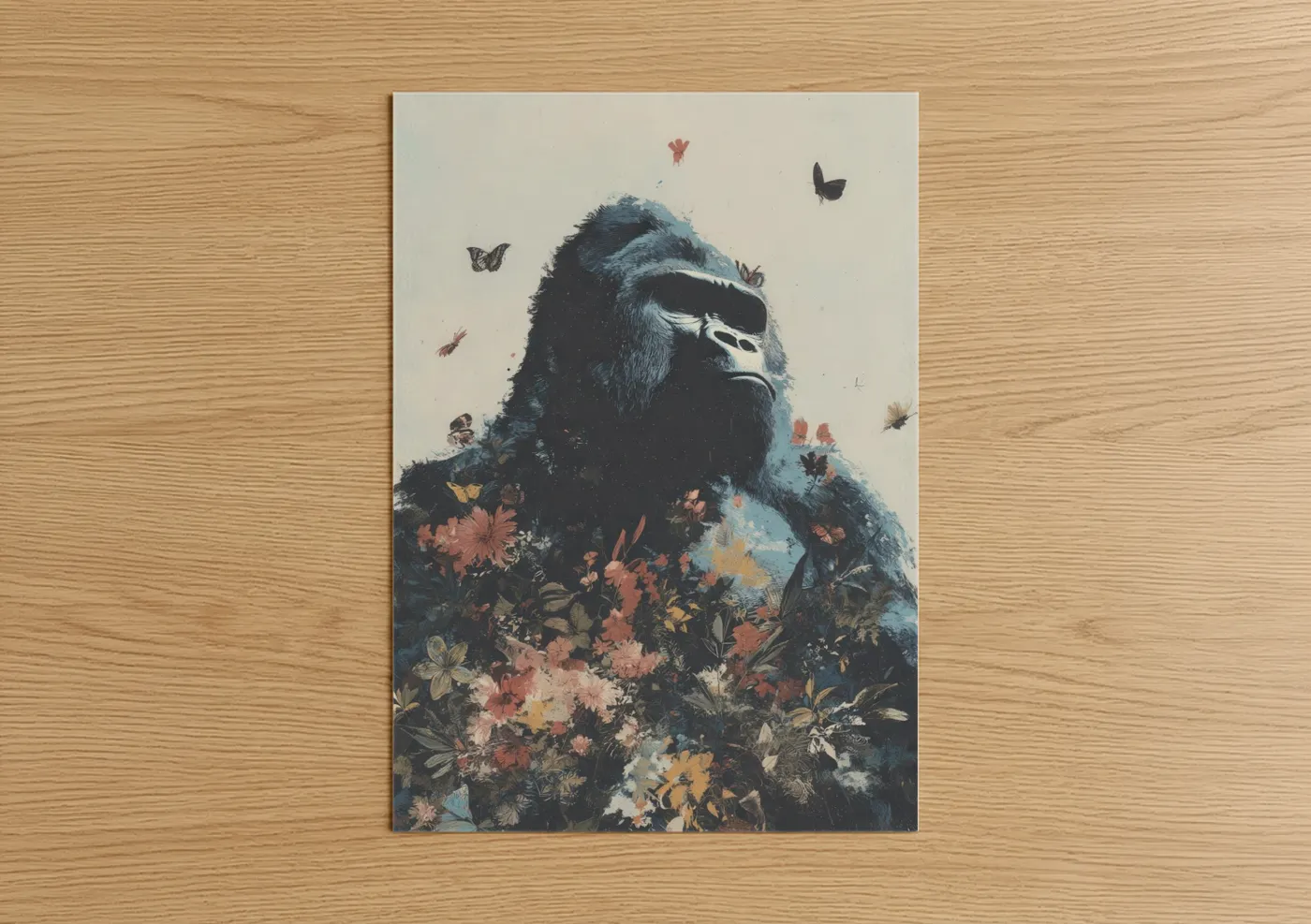 Floral Gorilla Wildlife Nature Wall Art