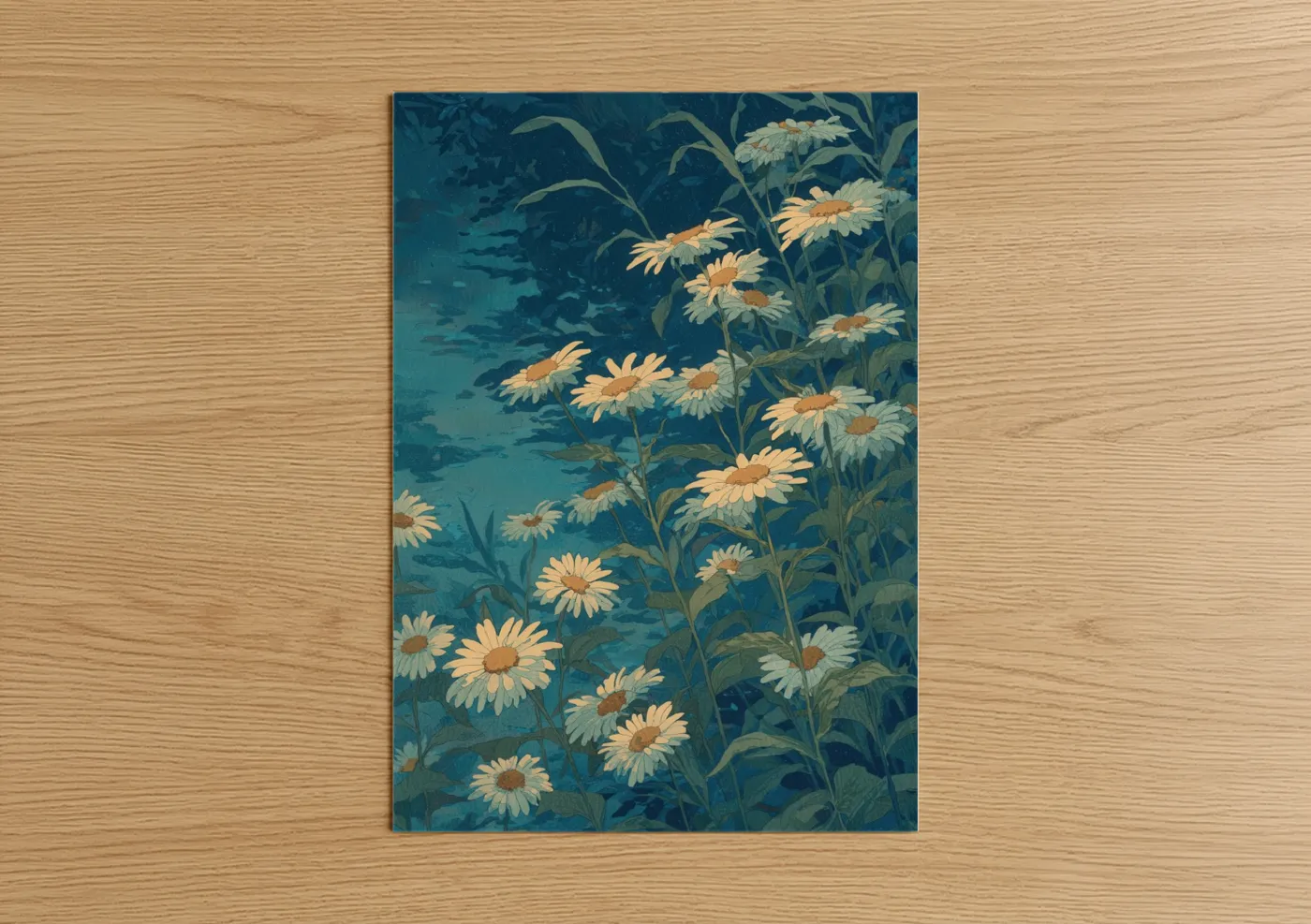 Twilight Daisies Watercolor Floral Wall Art