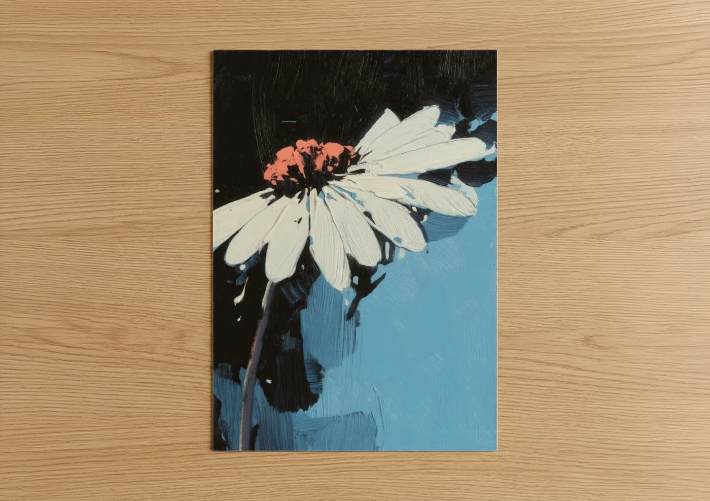 Coral Daisy Modern Flower Wall Art