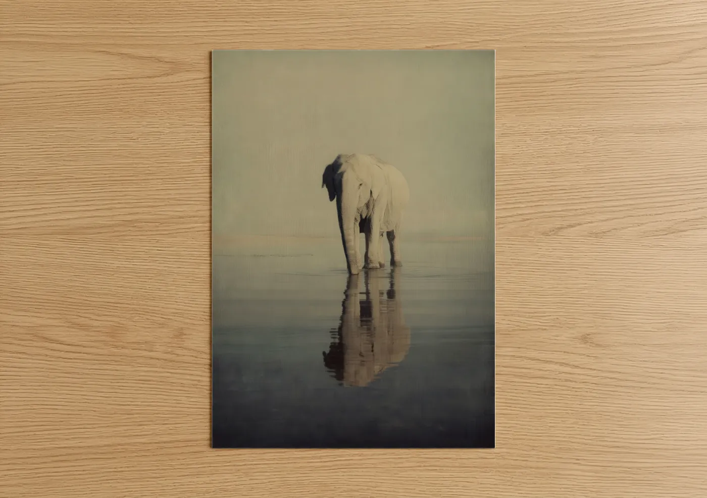 Asian Elephant Water Reflection Wall Art