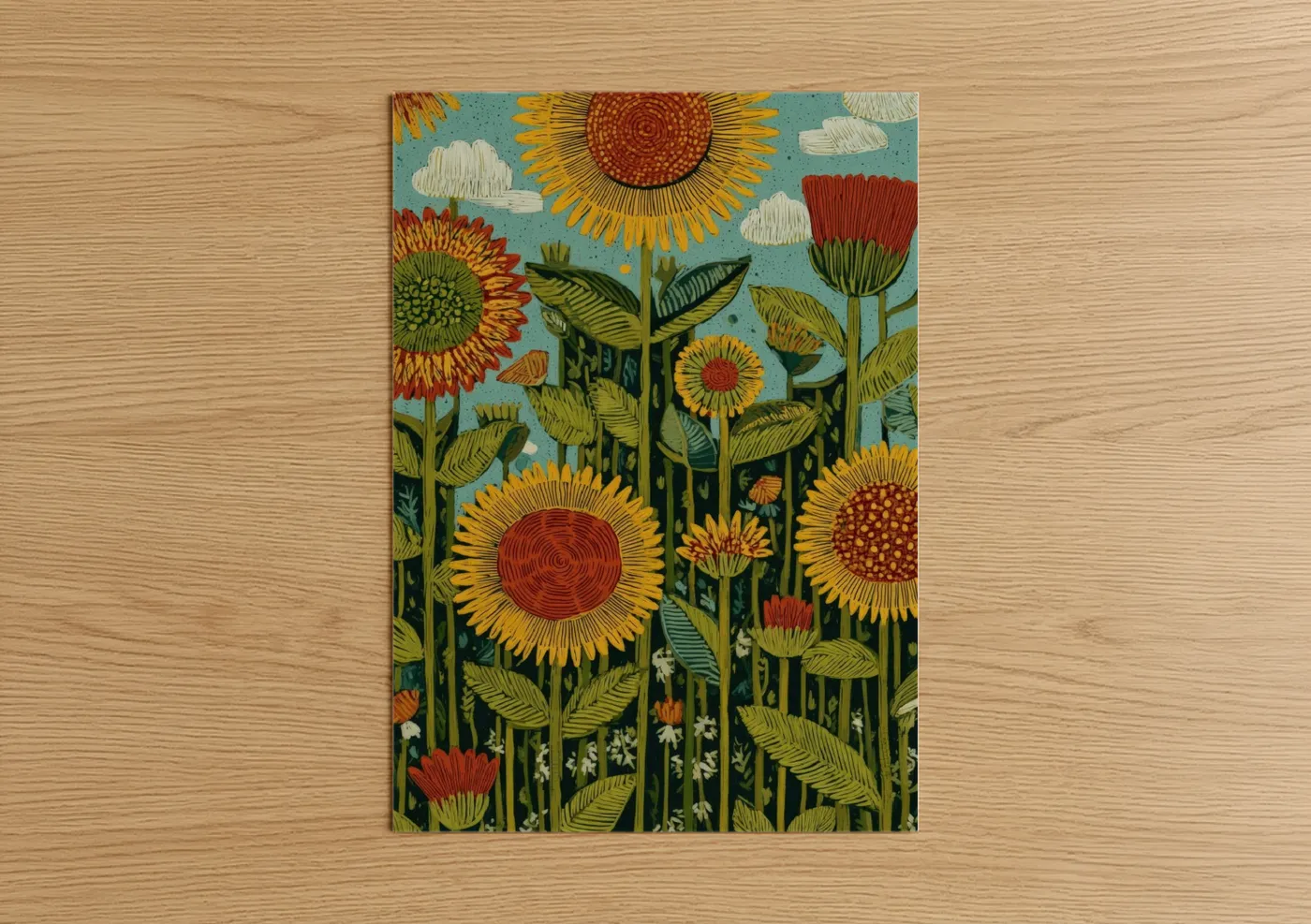 Golden Sunflower Field Botanical Wall Art