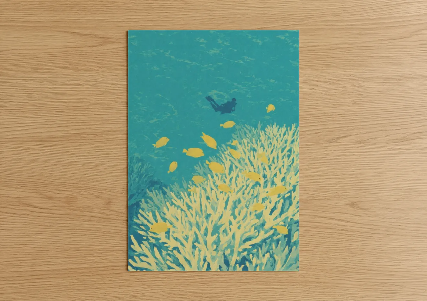 Snorkeling Coral Reef Yellow Fish Wall Art