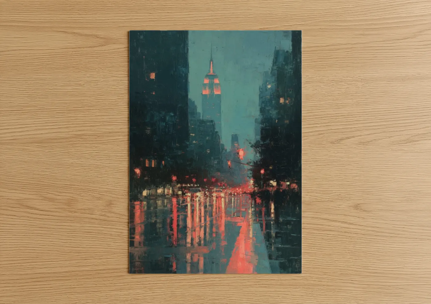 Empire State Building Neon City Night Wall Art