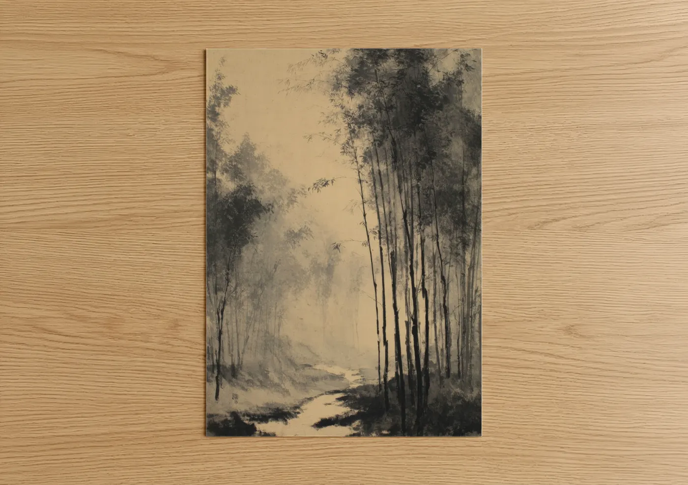 Misty Bamboo Grove Forest Landscape Wall Art
