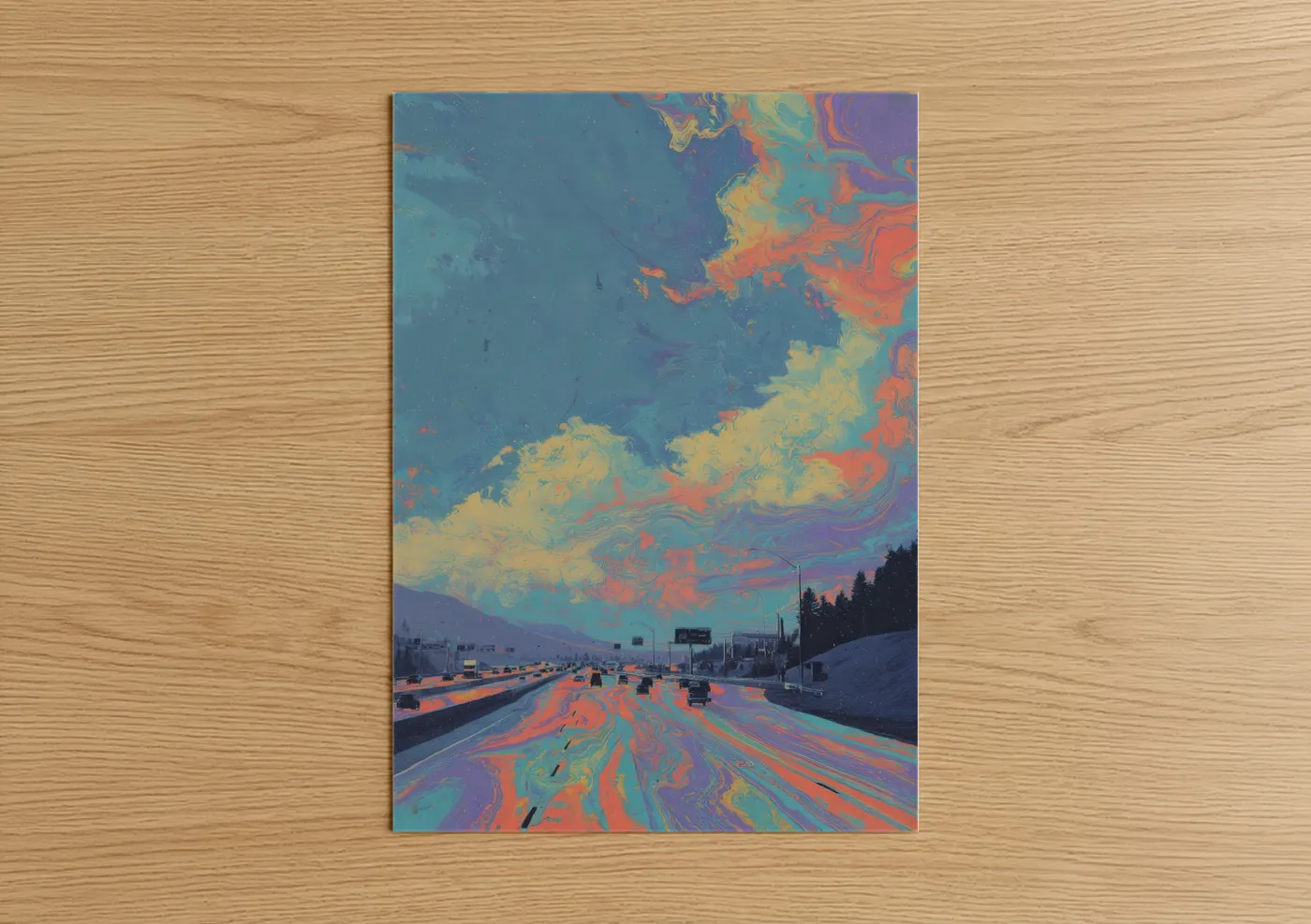 Psychedelic Highway Surreal Road Wall Art