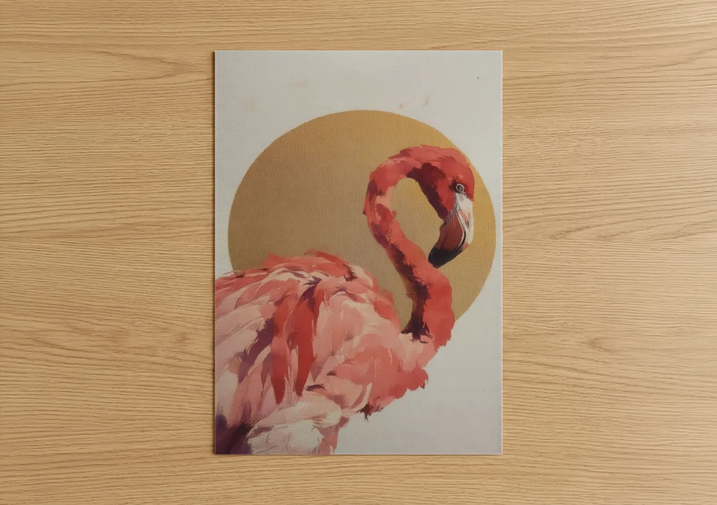 Golden Flamingo Modern Wildlife Wall Art