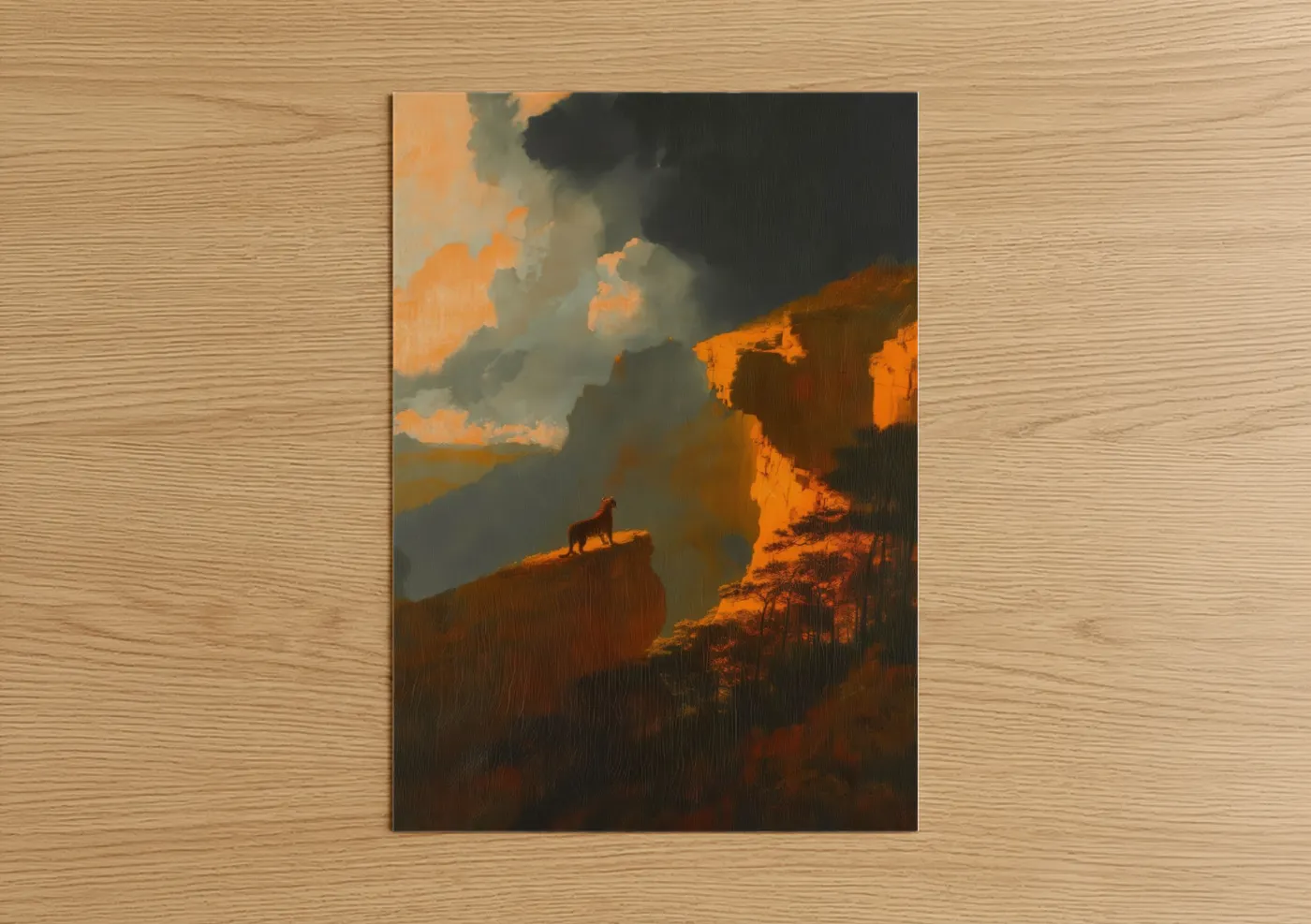 Golden Cliff Tiger Dramatic Sunset Wall Art