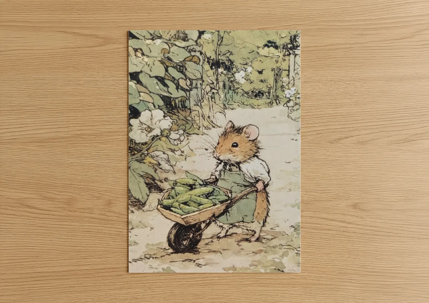 Industrious Hamster Wheelbarrow Illustration Wall Art