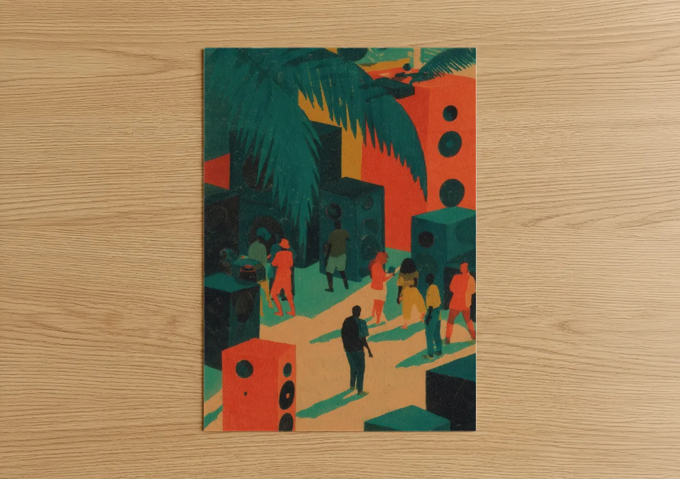 Urban Reggae Street Scene Illustration Wall Art
