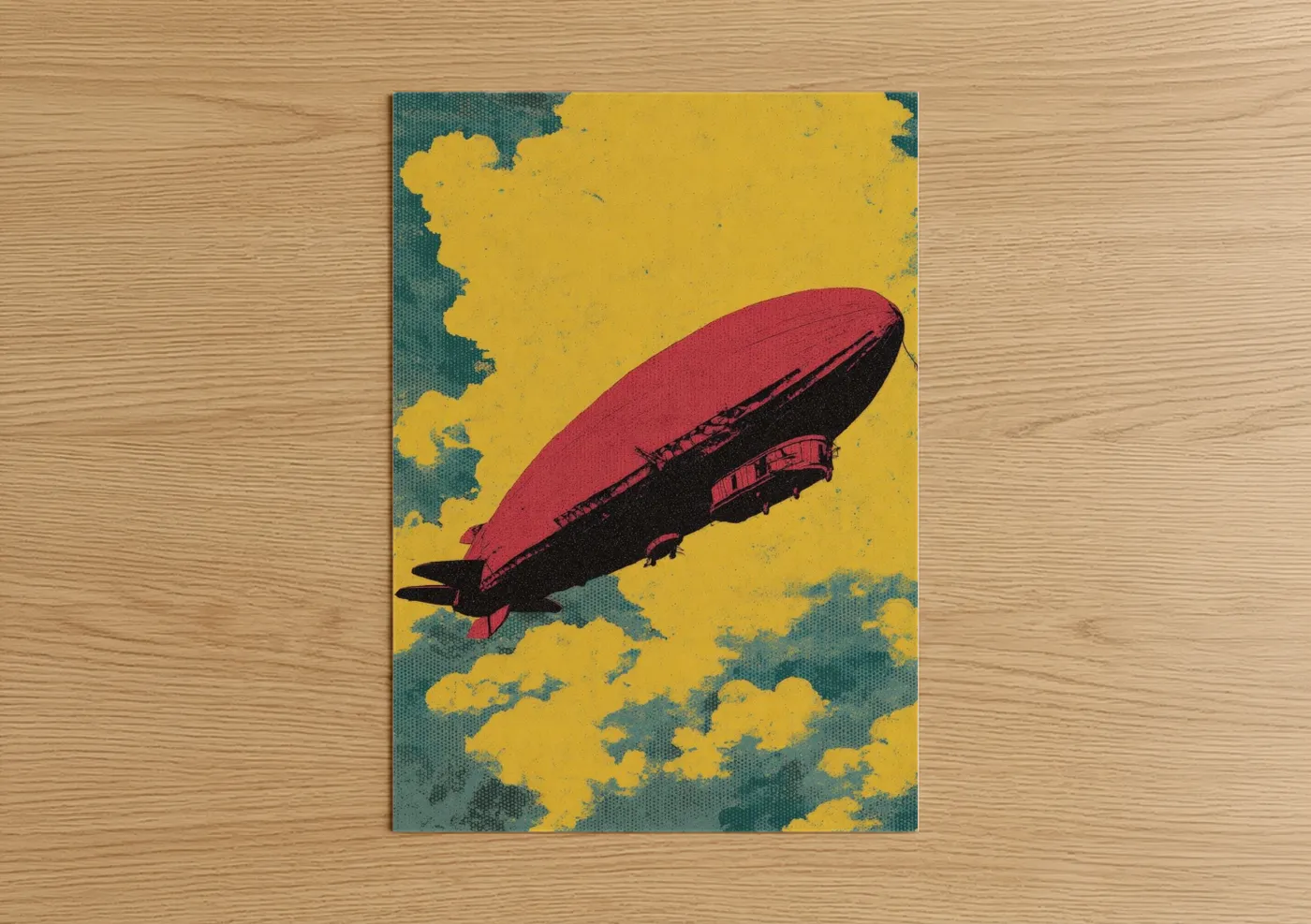 Crimson Airship Vintage Sky Wall Art