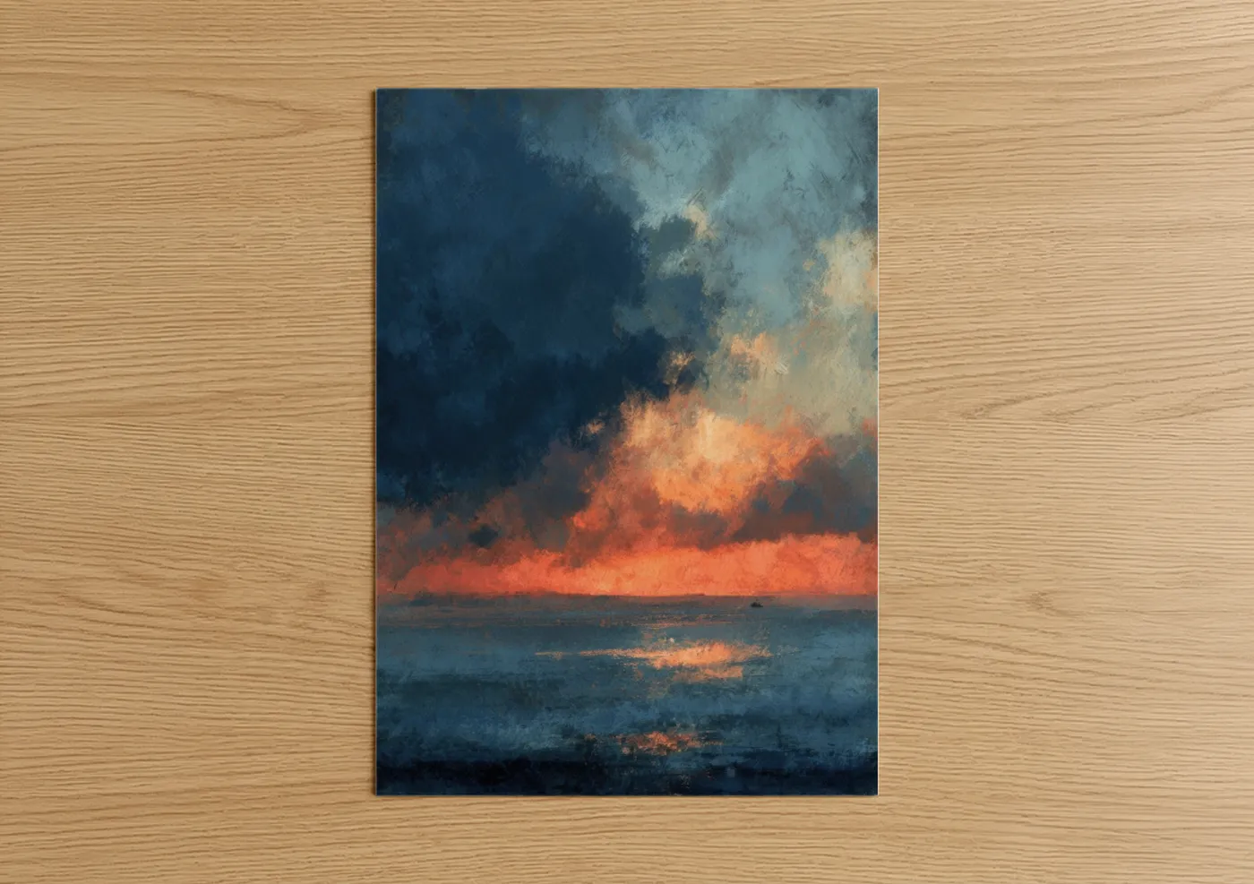 Dramatic Storm Sunset Over Ocean Wall Art