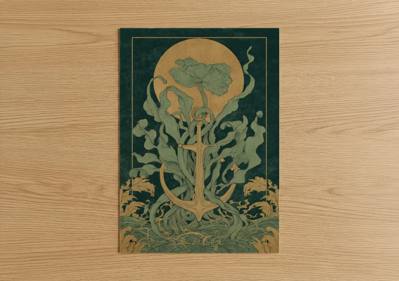 Verdant Anchor Art Print Nautical Wall Art